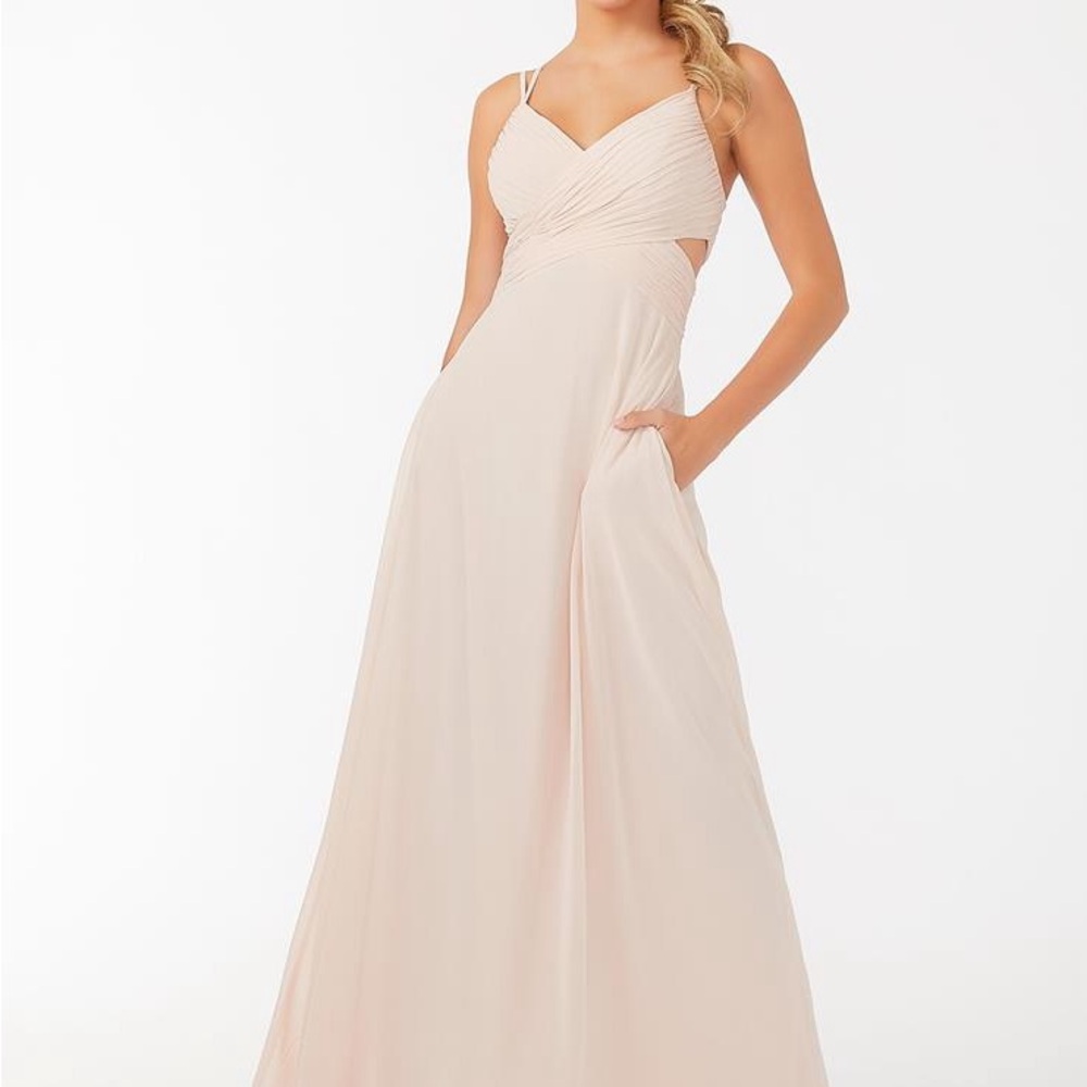 Mori Lee Pink and Gold Sweetheart Maxi Gown